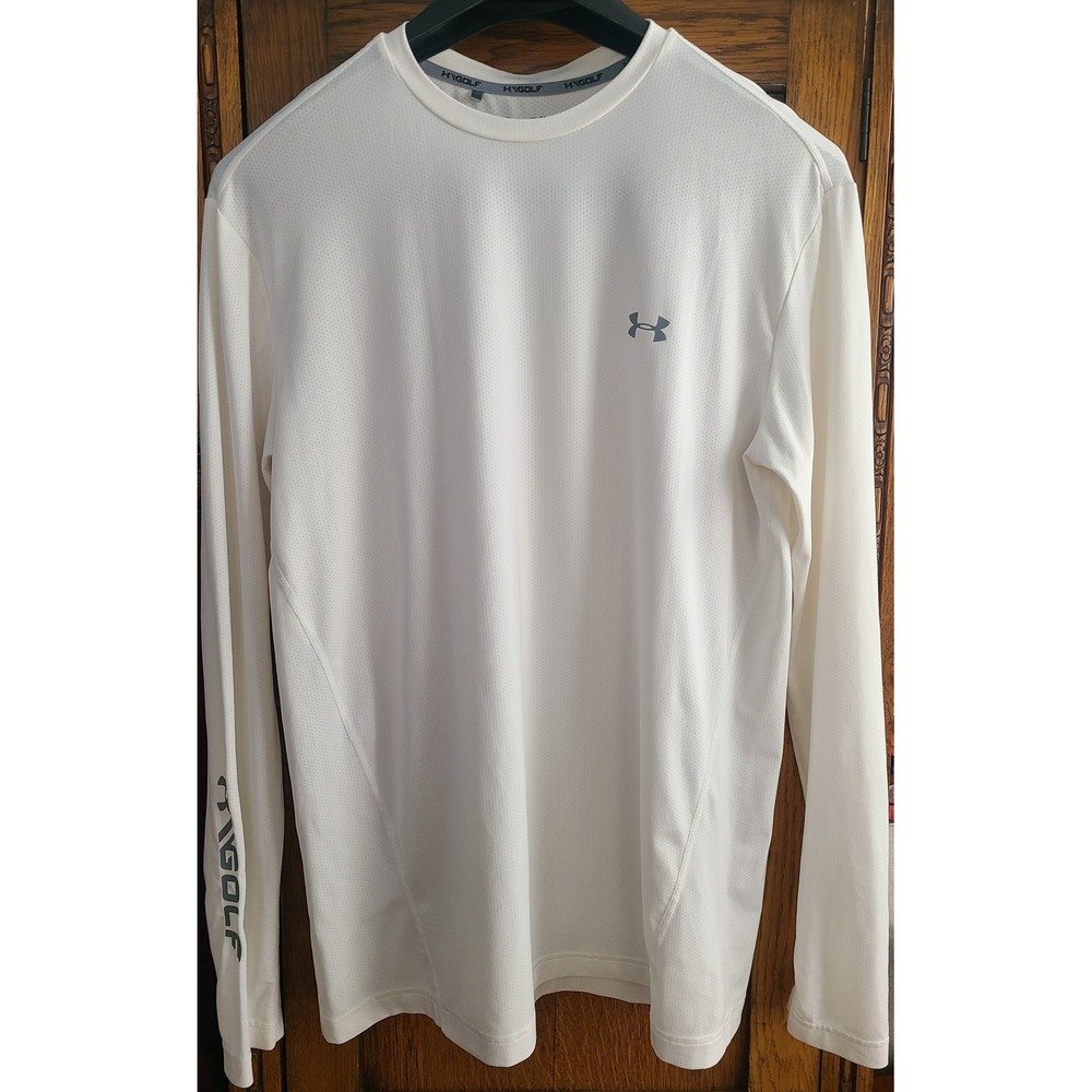Under Armour Golf HeatGear Mens XL White Long Sleeve Fitted Performance Shirt
